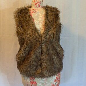 Jack Brown&Black Lined Faux Fur Vest GUC Sz L
